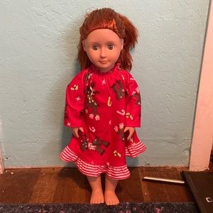 Red hair our generation doll American Girl knockoff in nightgown